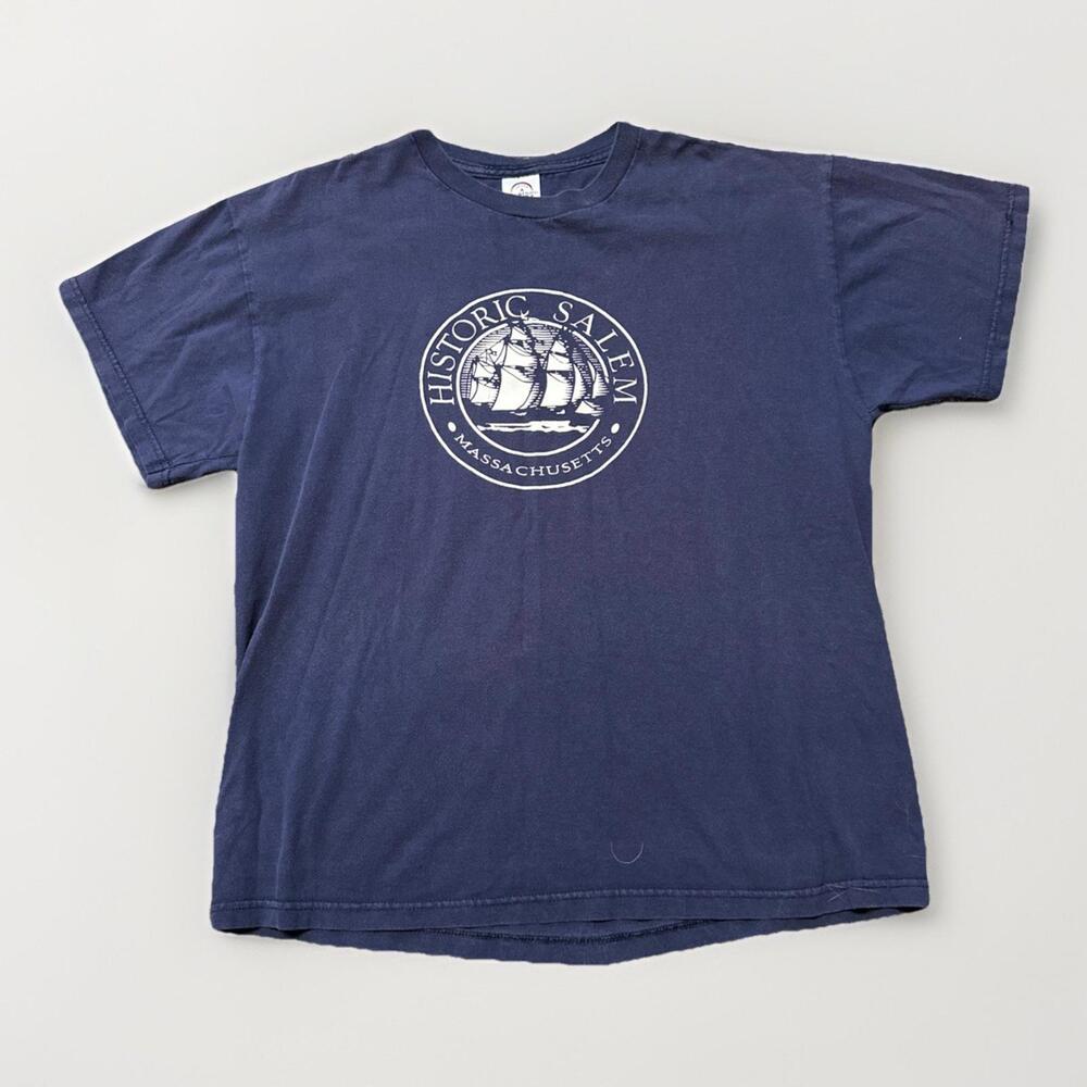 Vintage Historic Salem T Shirt Navy Blue Large‎ 90s Location